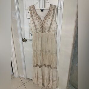 NAOO Nation AK Outfitters PreOwned sleeveless Boho Cotton Ivory Maxi Size Large